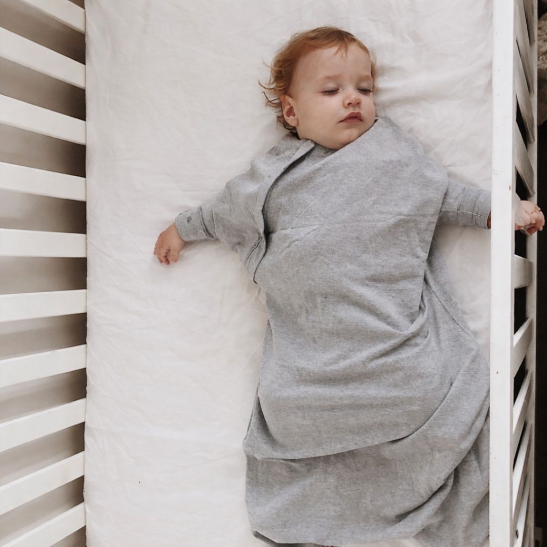 Long sleeve baby sleep sack with fold-over cuffs and bottom opening zipper