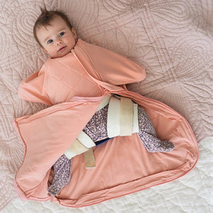 2.5TOG Winter sleep bag for babies wearing a hip harness by Baby Loves Sleep