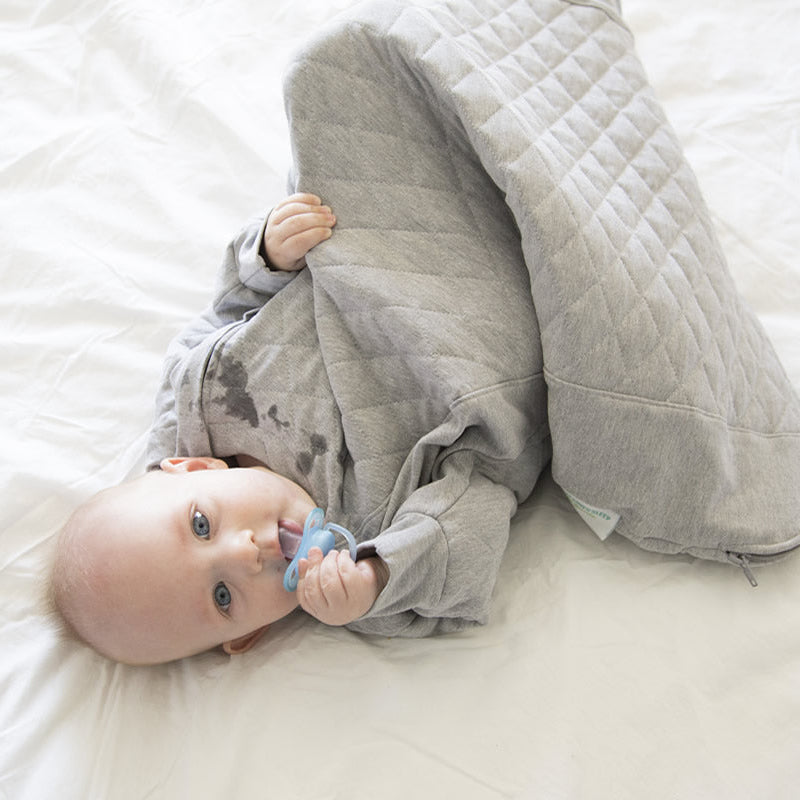 Hands In & Out sleep sack with TOG rated quilting and two way zips for easy changes.