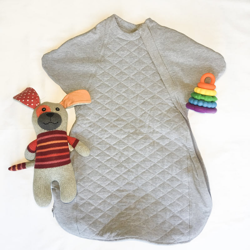 Sleepy Hugs sleep sack, sleep suit featuring 2TOG quilting with top and bottom opening zippers for easy nappy changes.