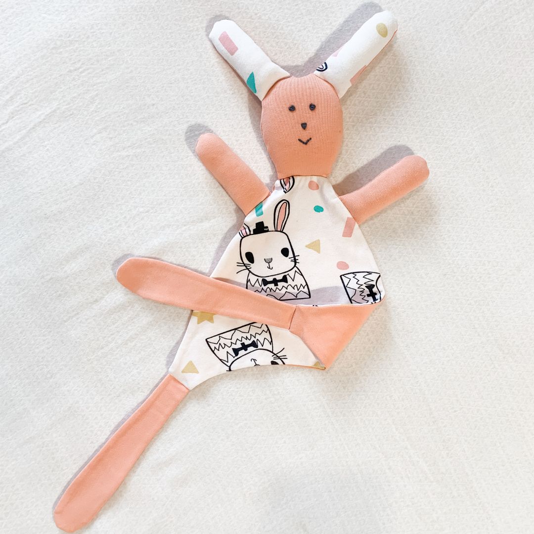 Cuddle bunny baby blankie for self-soothers