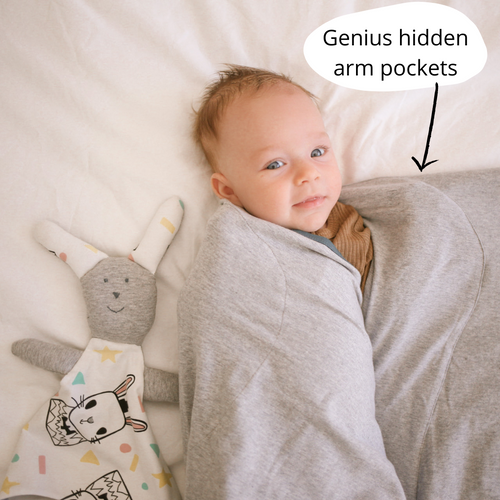 Koala Hugs All Seasons Newborn Swaddle Wrap - Cool Grey/Forest