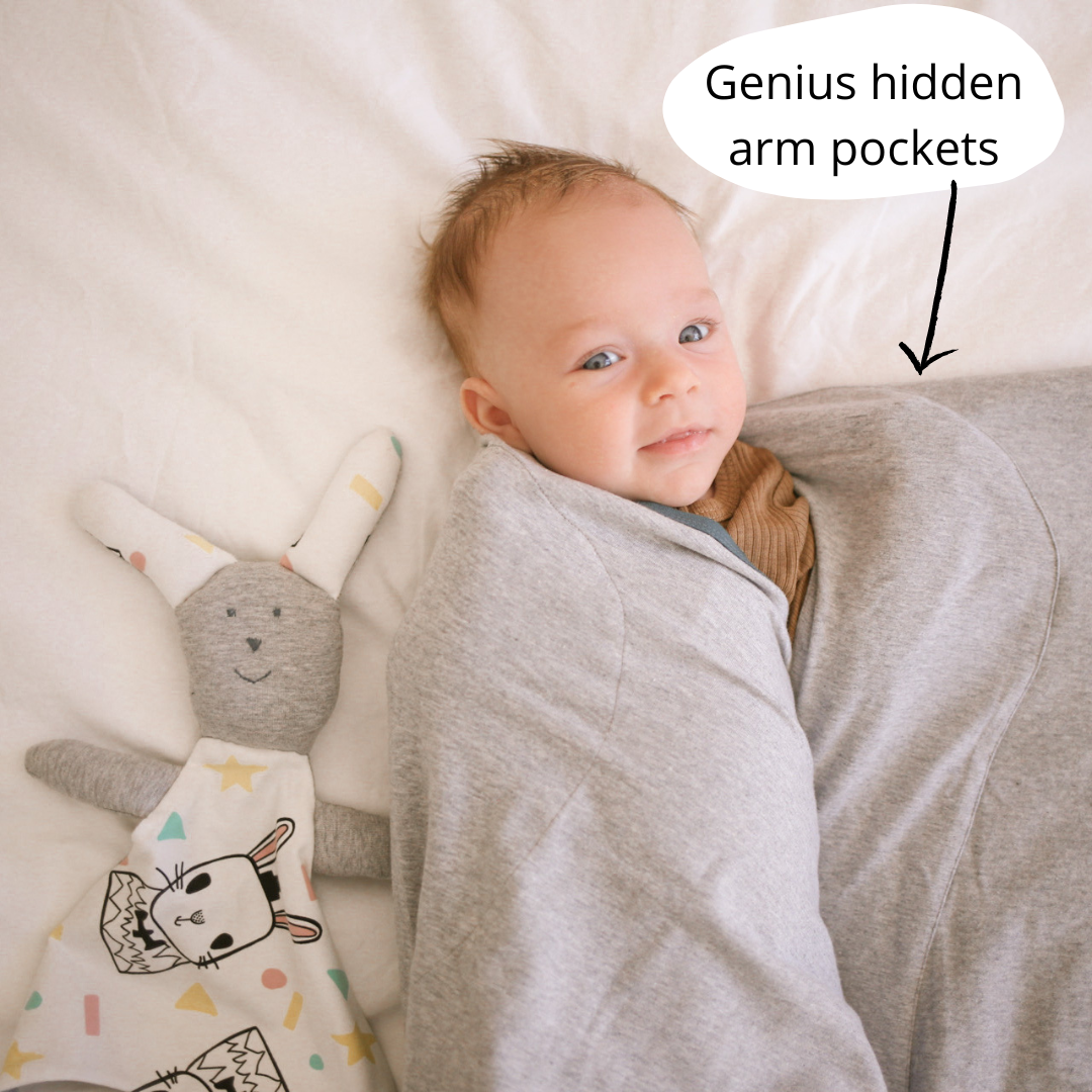 Koala Hugs All Seasons Newborn Swaddle Wrap - Cool Grey/Forest