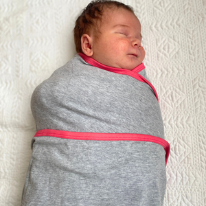 Koala Hugs All Seasons Newborn Swaddle Wrap - Cool Grey/Coral