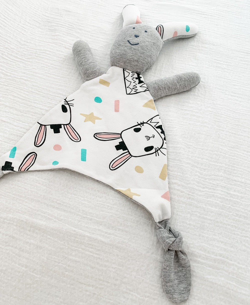 Bunny Hugs Baby Comforter - Cool Grey/Some Bunny