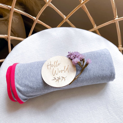 Koala Hugs All Seasons Newborn Swaddle Wrap - Cool Grey/Coral